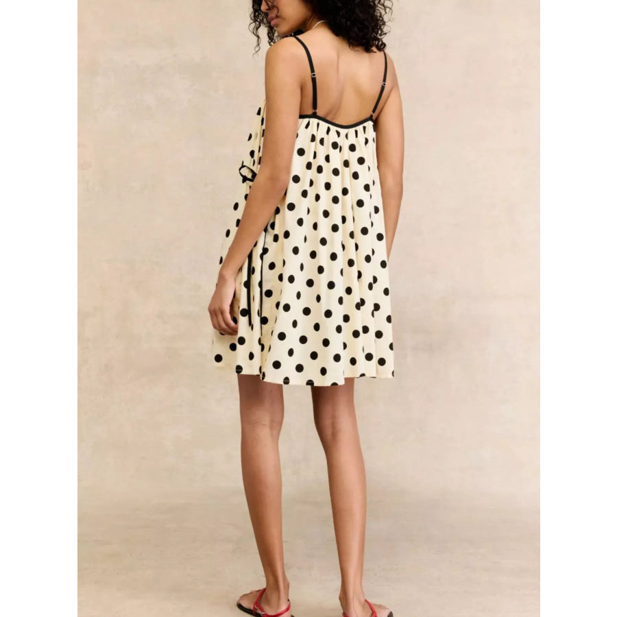 Polka Dot Spaghetti Strap Mini Dress Apparel and Accessories