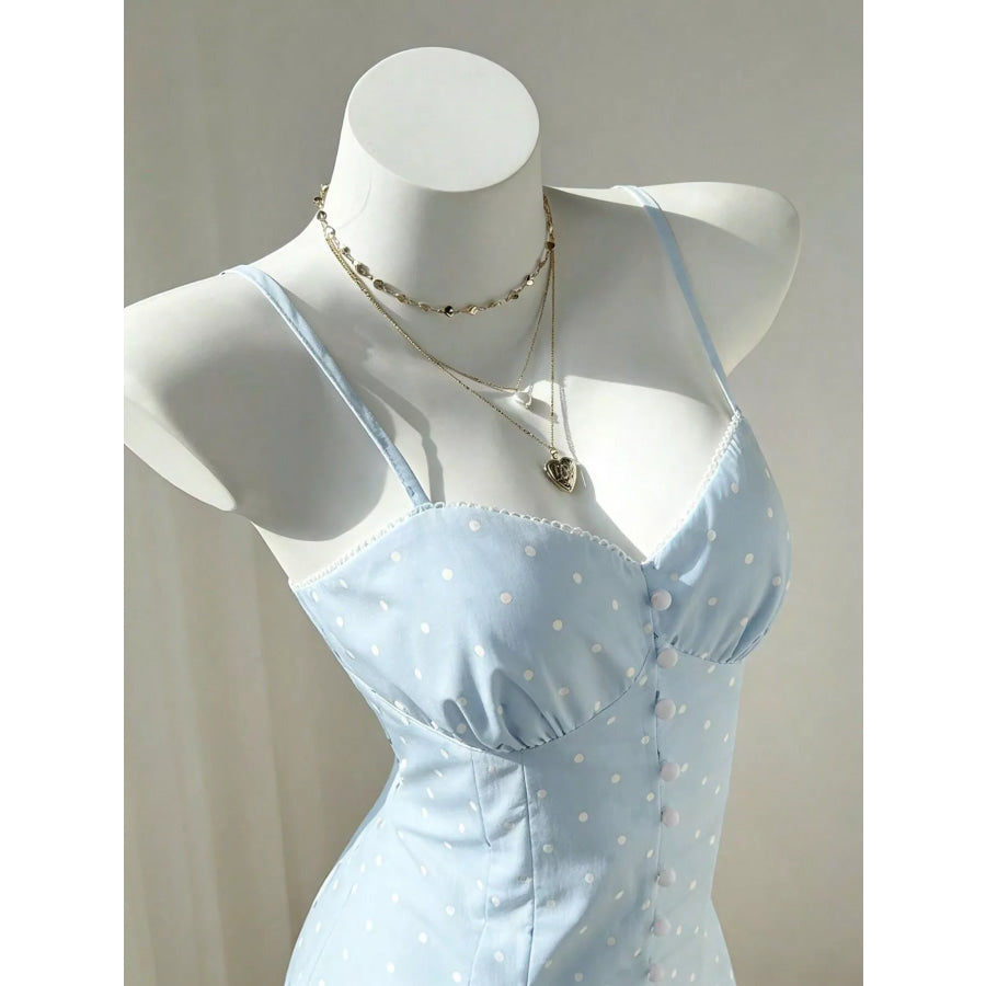Polka Dot Spaghetti Strap Mini Dress Apparel and Accessories