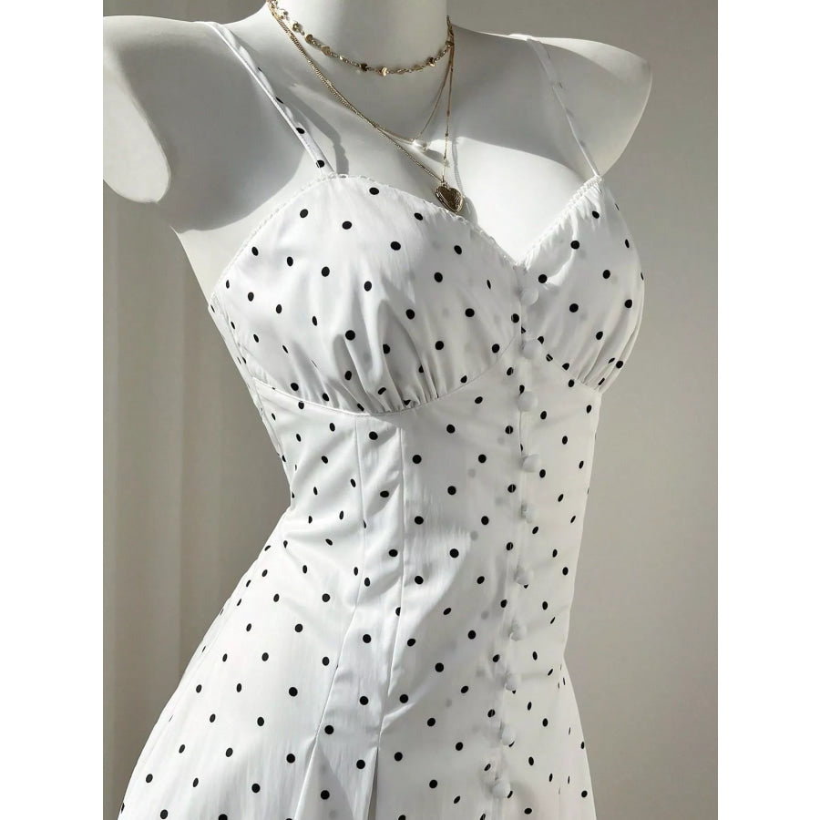 Polka Dot Spaghetti Strap Mini Dress Apparel and Accessories