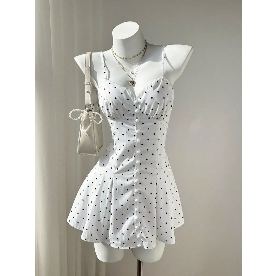 Polka Dot Spaghetti Strap Mini Dress Apparel and Accessories