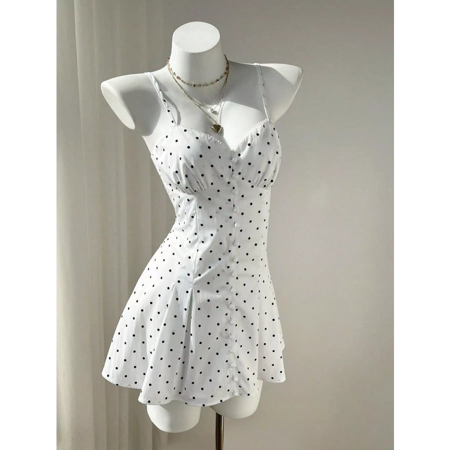 Polka Dot Spaghetti Strap Mini Dress Apparel and Accessories