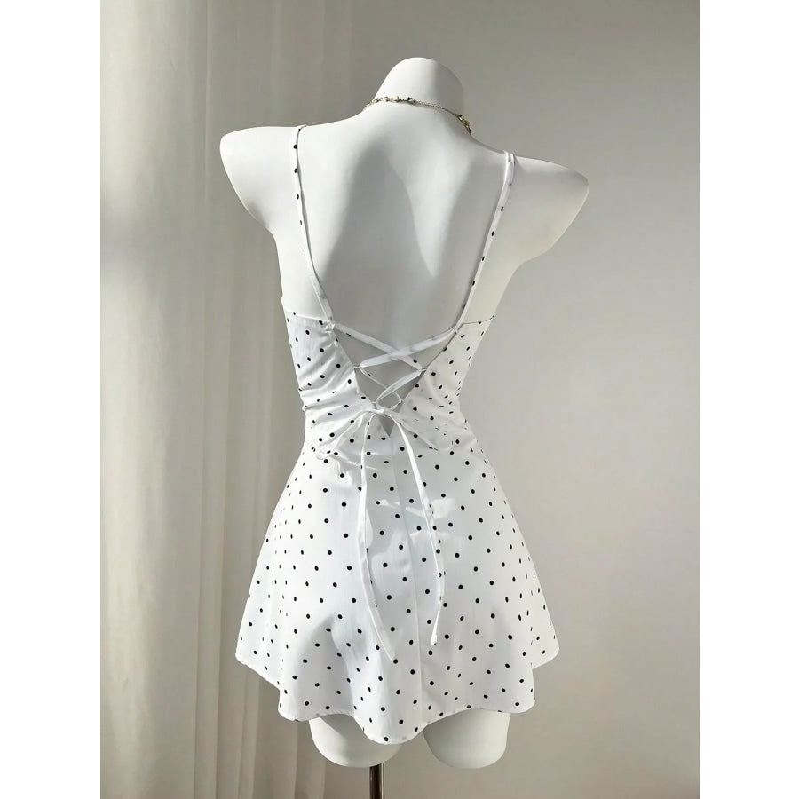 Polka Dot Spaghetti Strap Mini Dress Apparel and Accessories