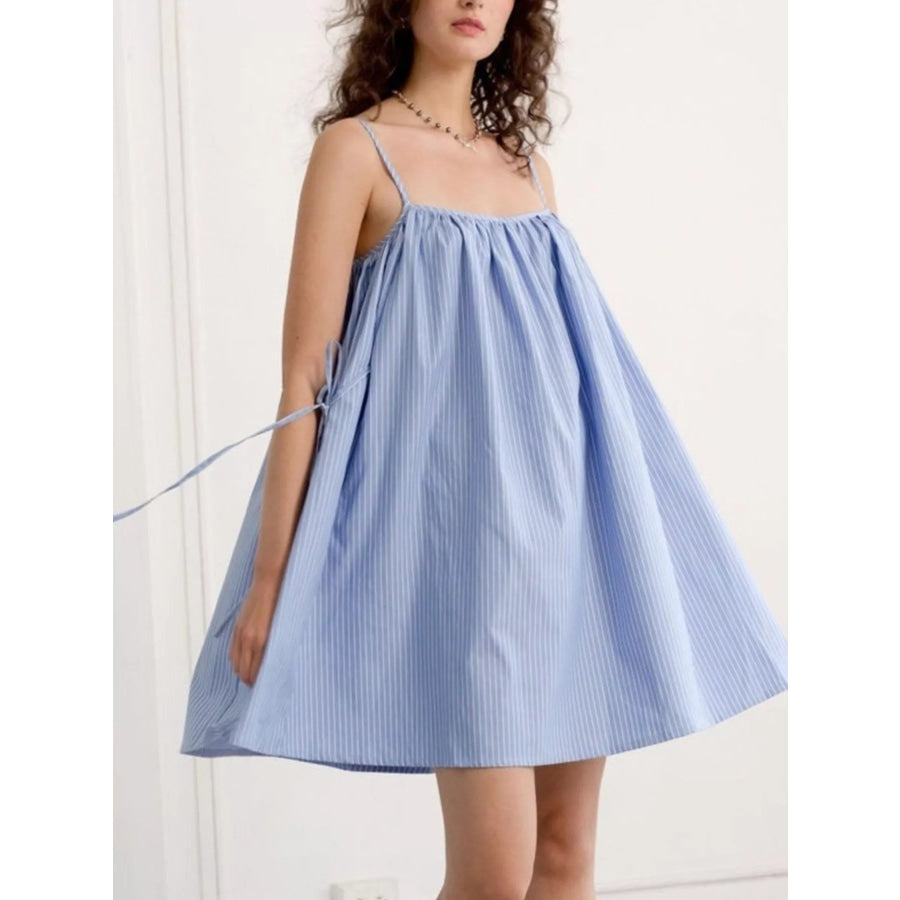 Polka Dot Spaghetti Strap Mini Dress Light Blue / S Apparel and Accessories