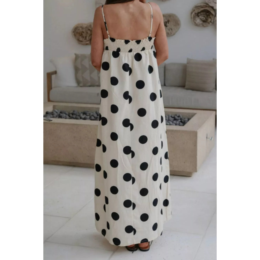 Polka Dot Spaghetti Straps Maxi Dress Apparel and Accessories