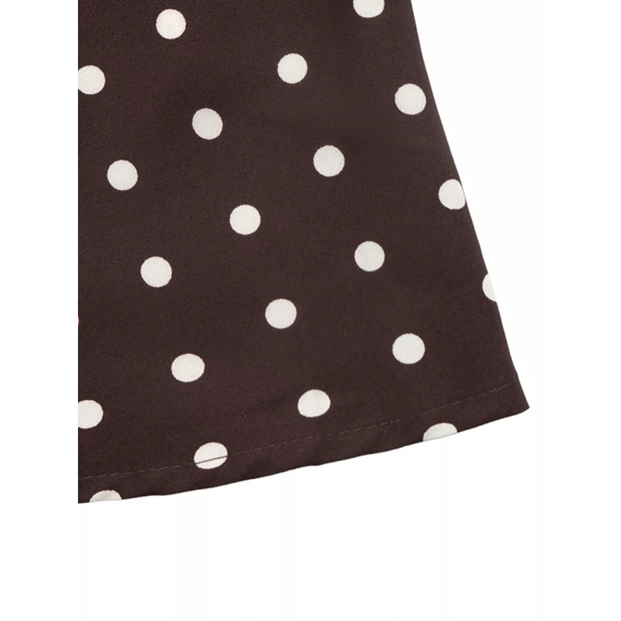 Polka Dot Square Neck Long Sleeve Maxi Dress Apparel and Accessories