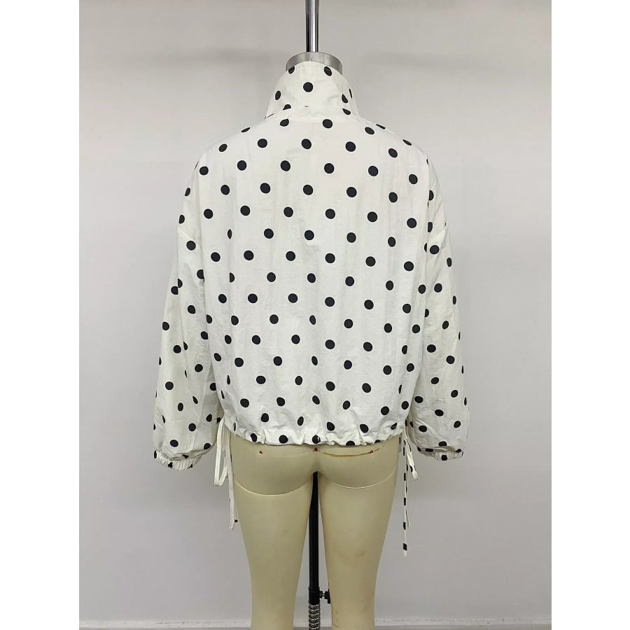 Polka Dot Stand-Collar Casual Jacket Apparel and Accessories