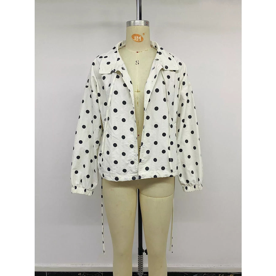 Polka Dot Stand-Collar Casual Jacket Apparel and Accessories