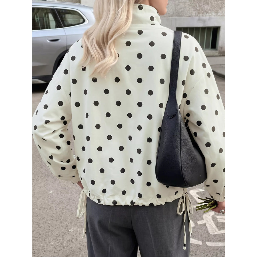 Polka Dot Stand-Collar Casual Jacket Apparel and Accessories