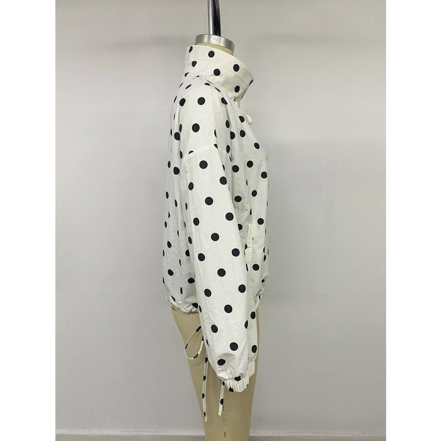 Polka Dot Stand-Collar Casual Jacket Apparel and Accessories