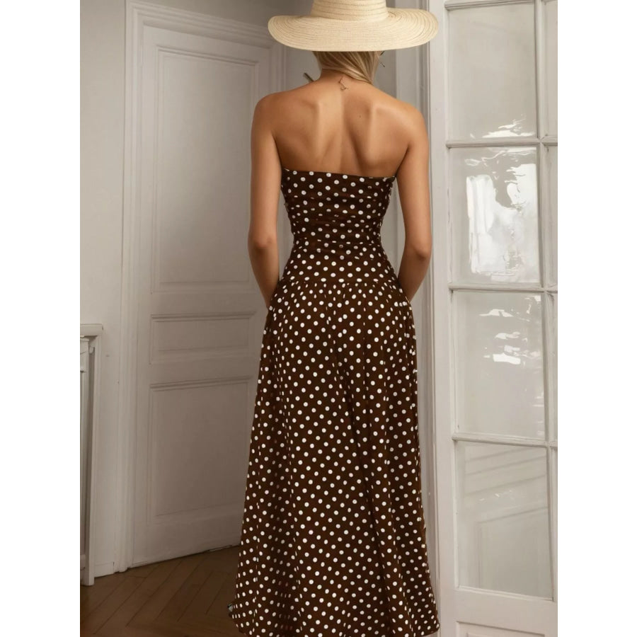 Polka Dot Strapless Maxi Dress