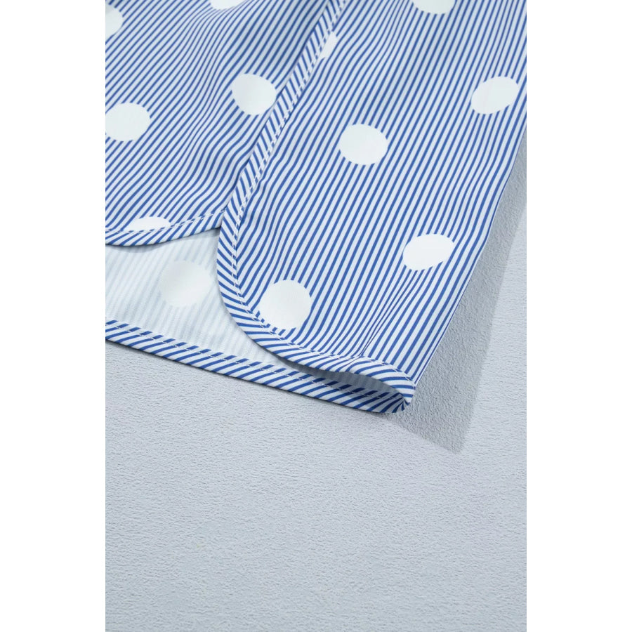 Polka Dot Striped Elastic Waist Shorts Apparel and Accessories