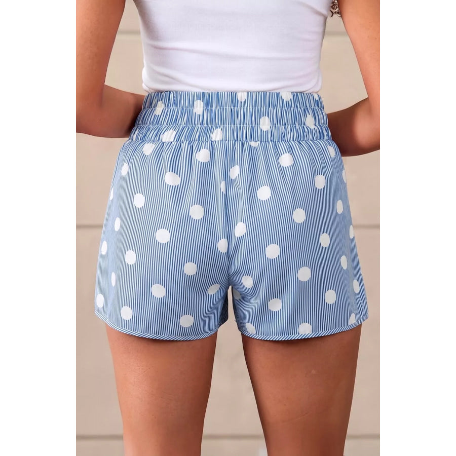 Polka Dot Striped Elastic Waist Shorts Apparel and Accessories