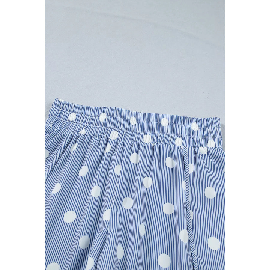 Polka Dot Striped Elastic Waist Shorts Apparel and Accessories