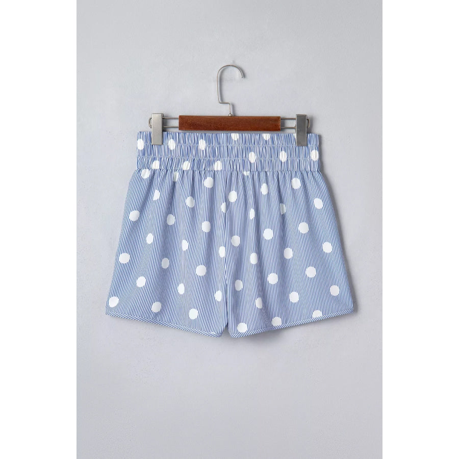 Polka Dot Striped Elastic Waist Shorts Apparel and Accessories
