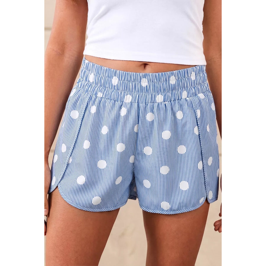 Polka Dot Striped Elastic Waist Shorts Apparel and Accessories