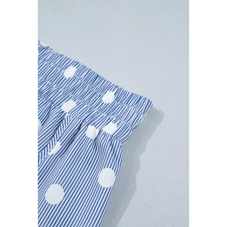 Polka Dot Striped Elastic Waist Shorts Apparel and Accessories