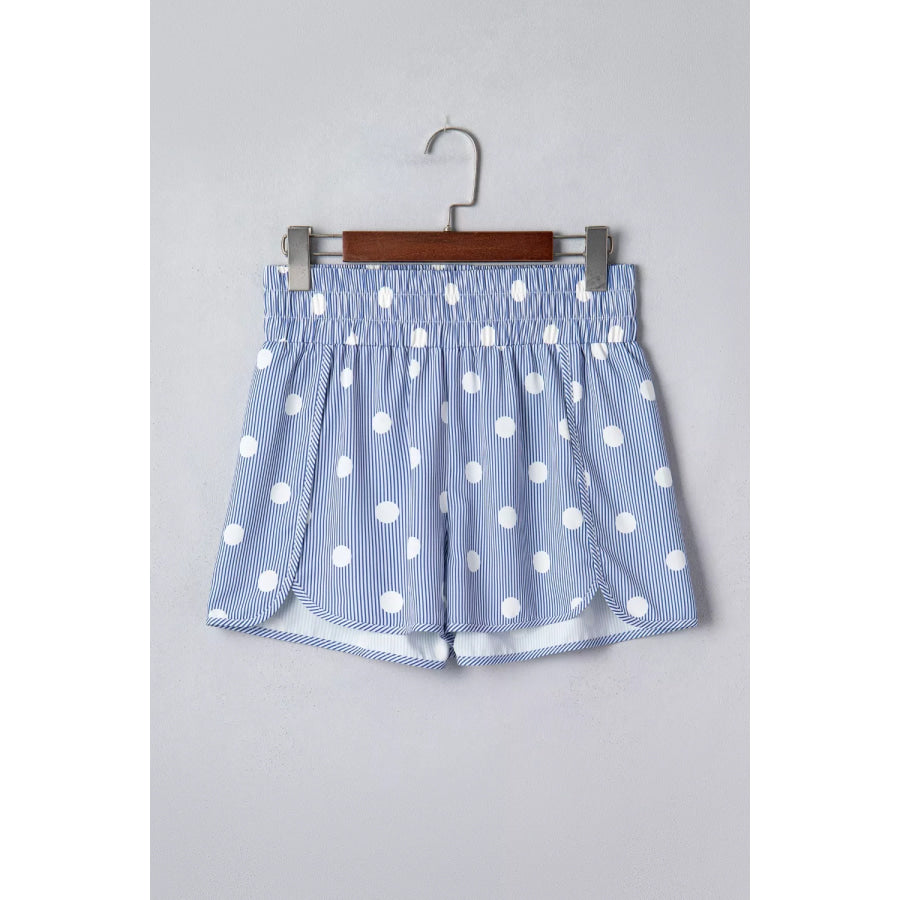 Polka Dot Striped Elastic Waist Shorts Apparel and Accessories