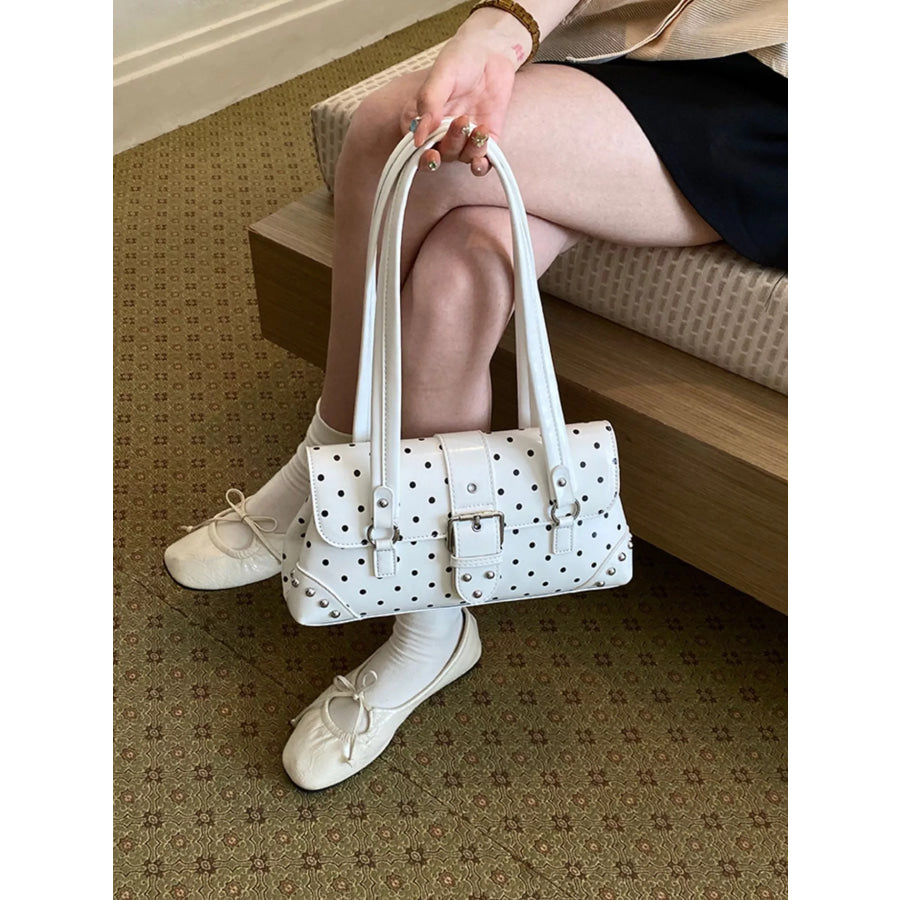 Polka Dot Studded Shoulder Bag Apparel and Accessories
