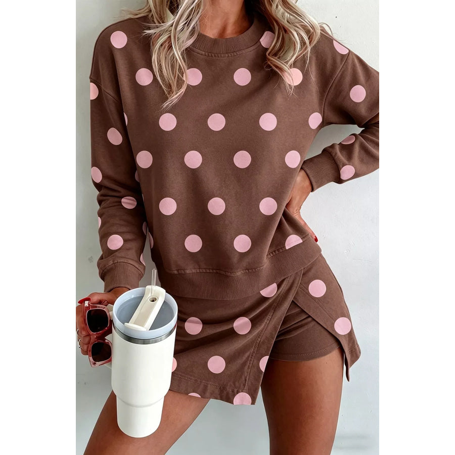 Polka Dot Sweatshirt and Skirt Set Apparel and Accessories