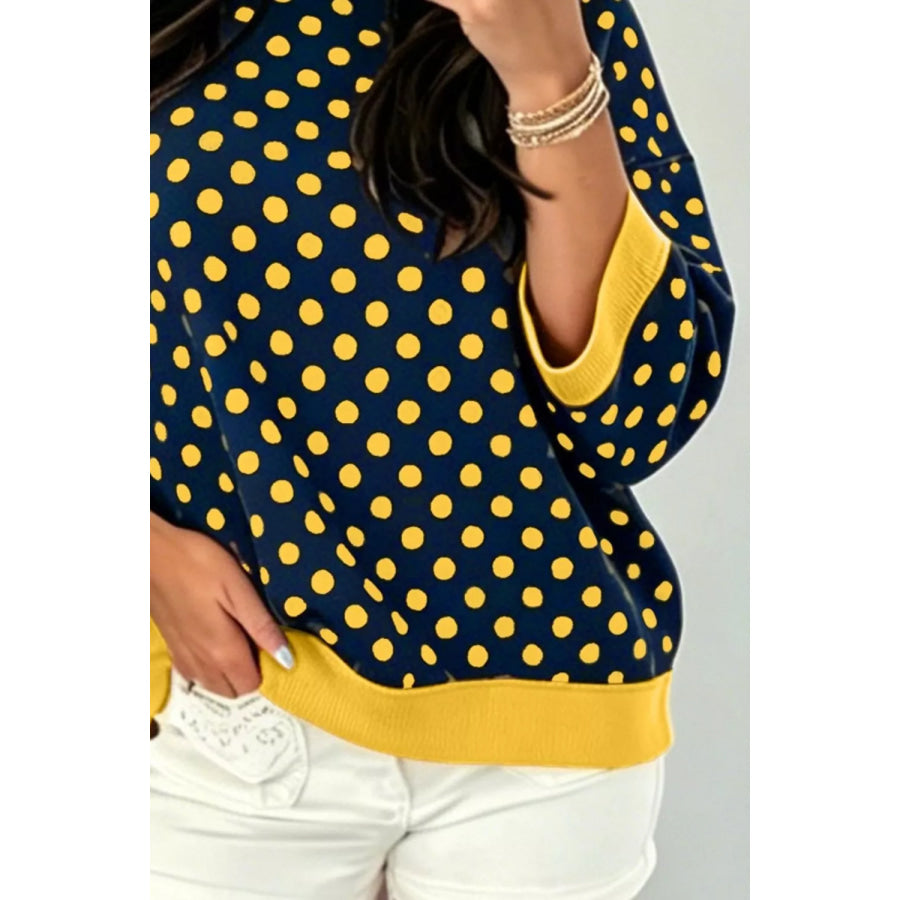 Polka Dot Sweatshirt with Contrast Trim Apparel and Accessories