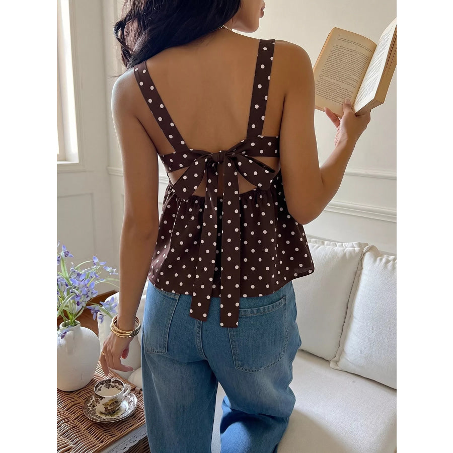 Polka Dot Tie Back Cami Apparel and Accessories