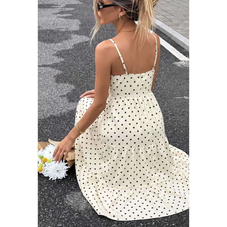 Polka Dot Tie-Front Cutout Maxi Dress Apparel and Accessories