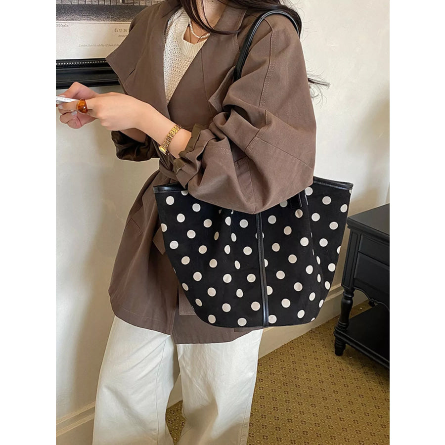 Polka Dot Tote Bag Black / onesize Apparel and Accessories