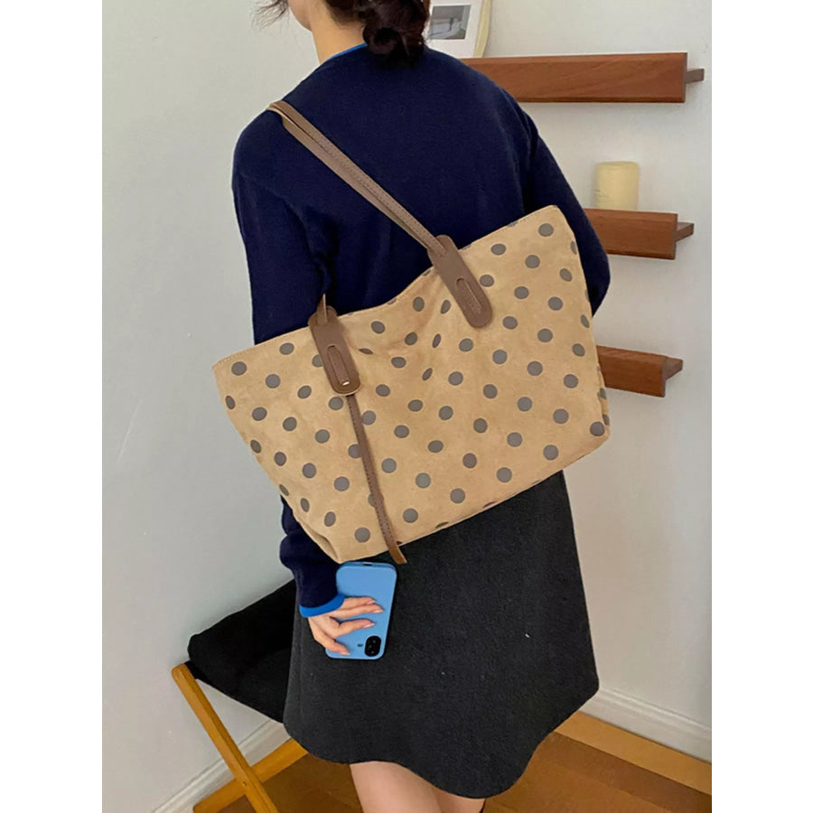 Polka Dot Tote Bag Khaki / onesize Apparel and Accessories