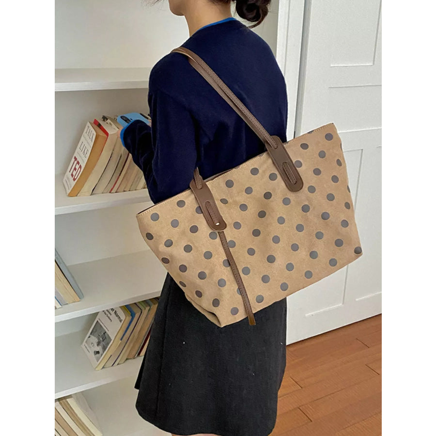 Polka Dot Tote Bag Khaki / onesize Apparel and Accessories