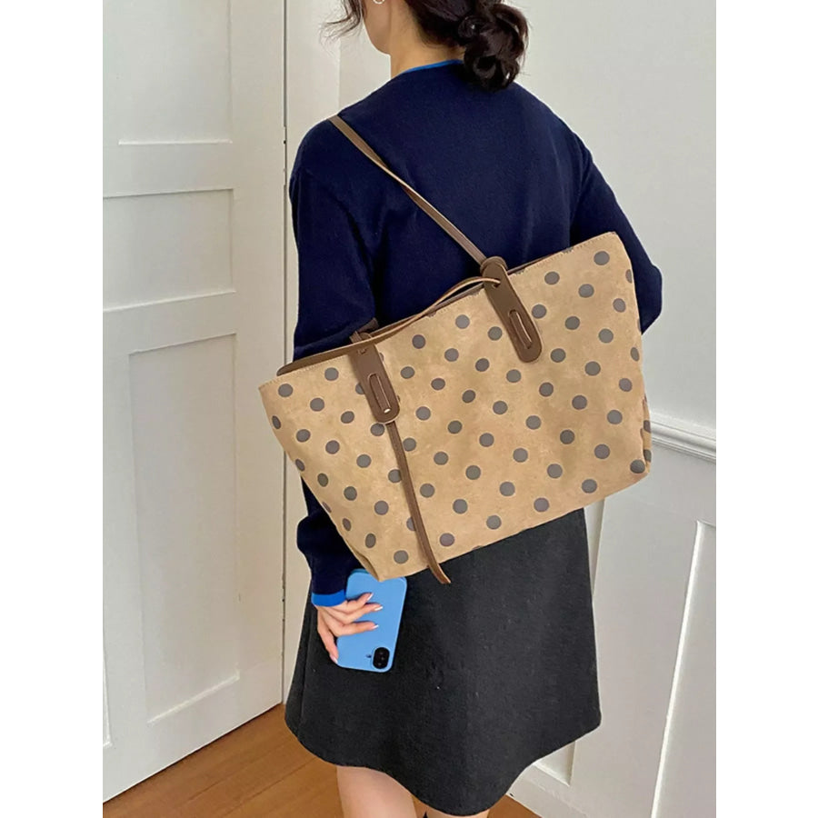 Polka Dot Tote Bag Khaki / onesize Apparel and Accessories