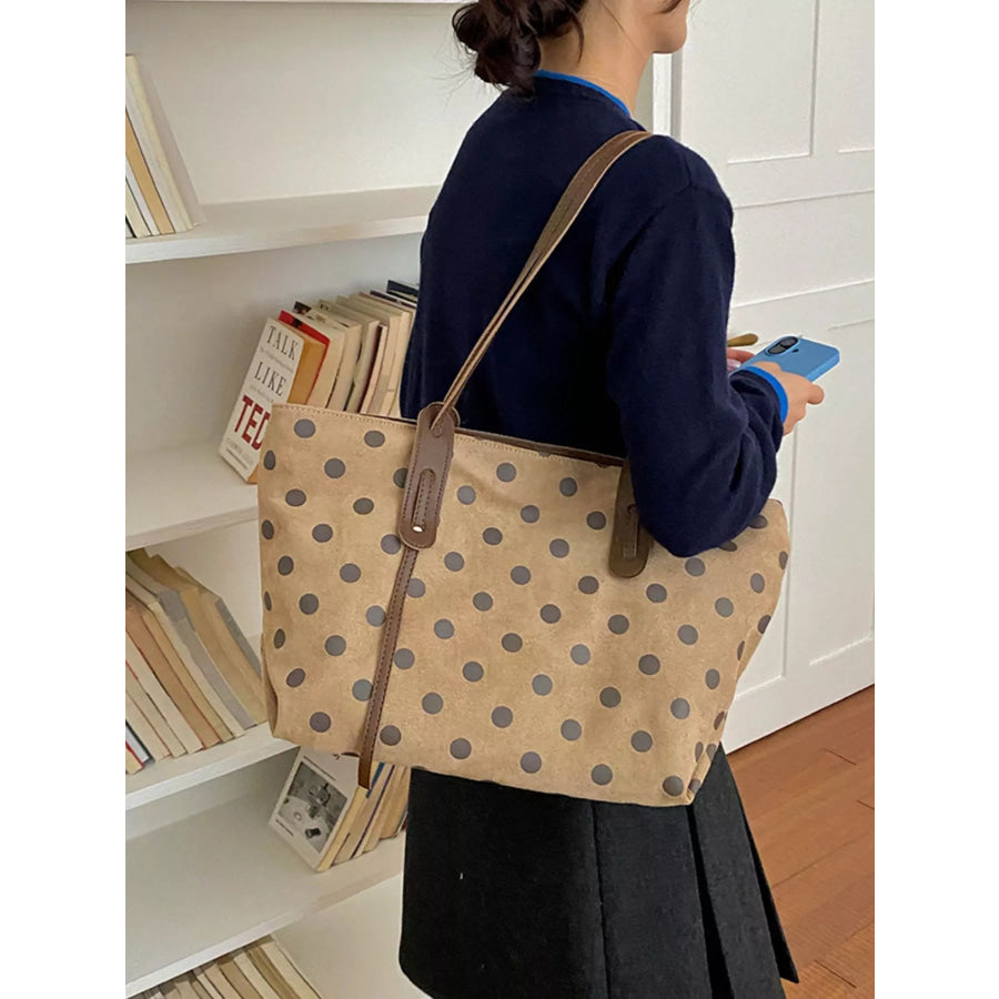 Polka Dot Tote Bag Khaki / onesize Apparel and Accessories
