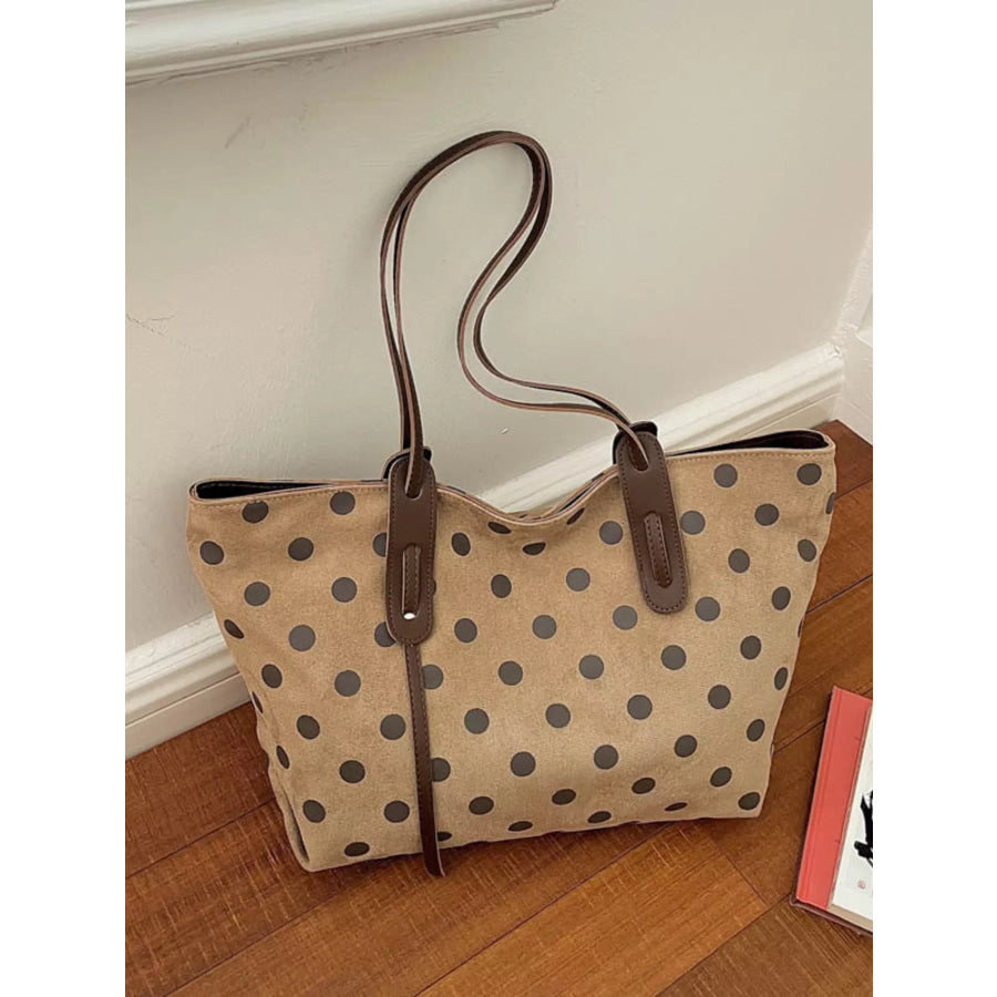 Polka Dot Tote Bag Khaki / onesize Apparel and Accessories