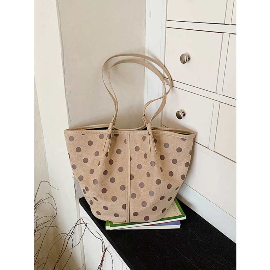 Polka Dot Tote Bag Tan / onesize Apparel and Accessories
