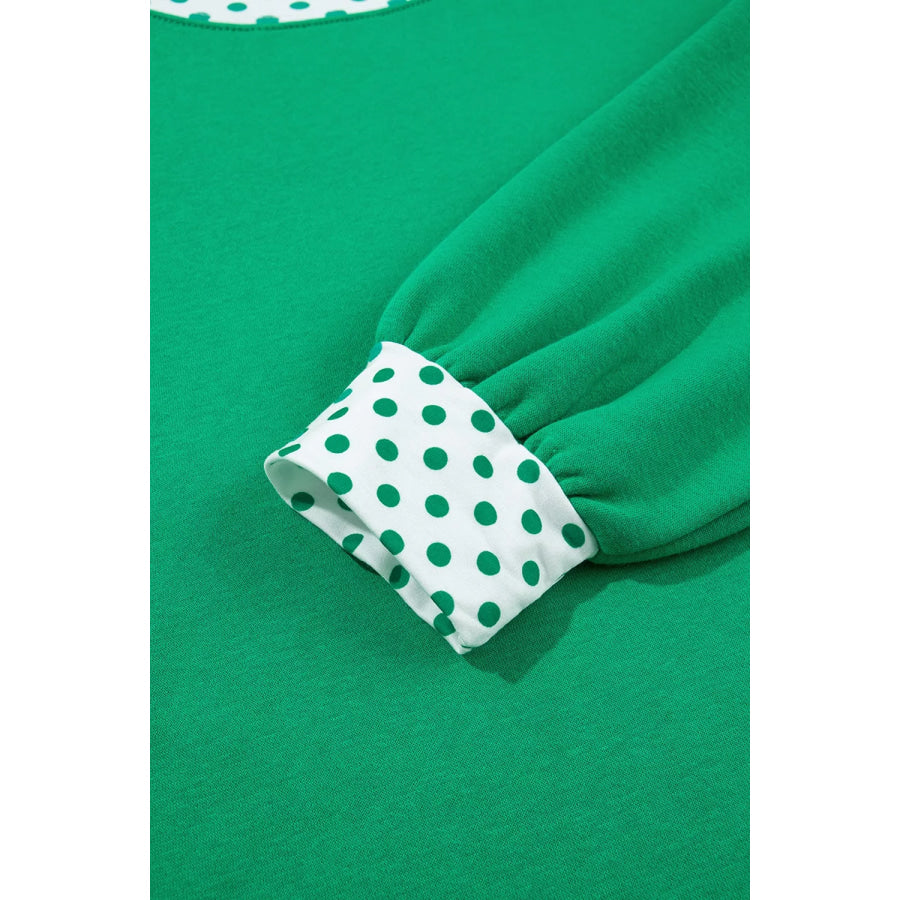 Polka Dot Trim Long Sleeve Sweatshirt and Shorts Set Apparel Accessories