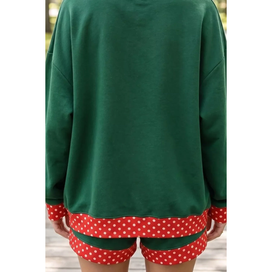 Polka Dot Trim Sweatshirt and Shorts Set Apparel and Accessories