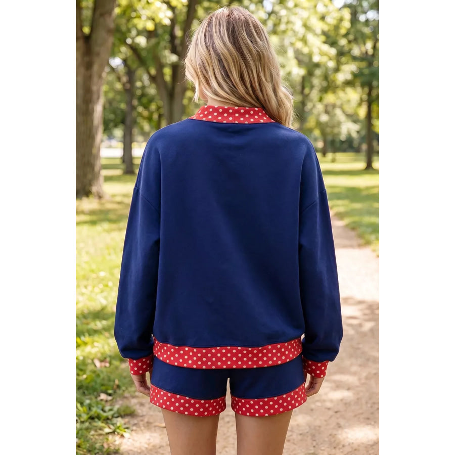 Polka Dot Trim Top and Shorts Set Apparel and Accessories