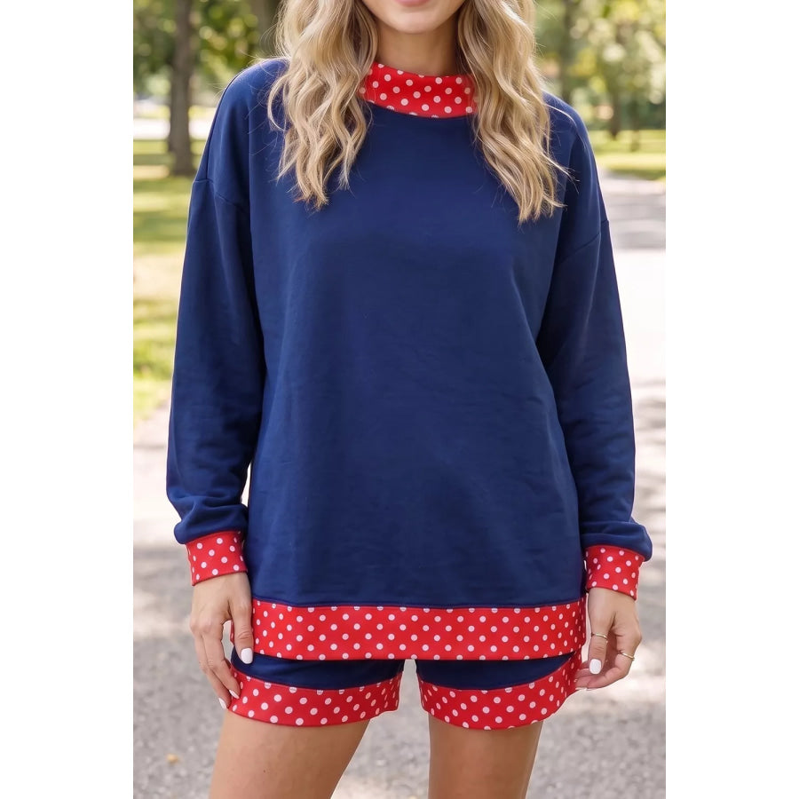 Polka Dot Trim Top and Shorts Set Apparel and Accessories