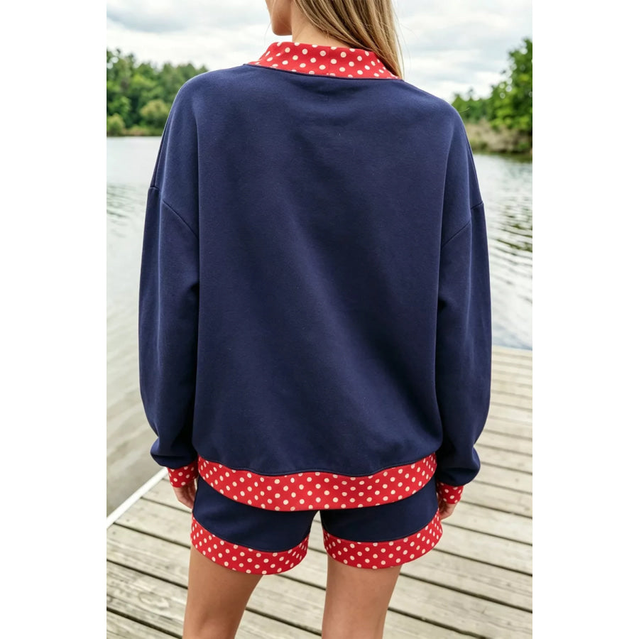 Polka Dot Trim Top and Shorts Set Apparel and Accessories