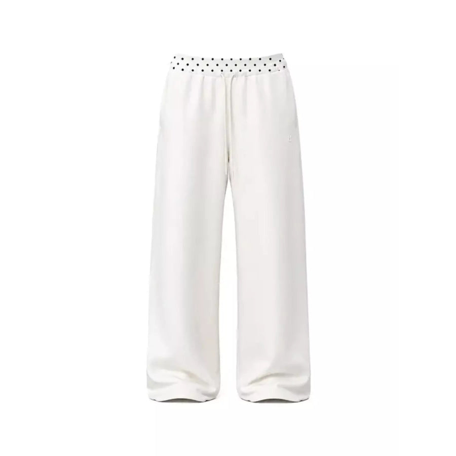 Polka Dot Trim Zip-Up Hoodie and Wide-Leg Sweatpants Set Apparel Accessories