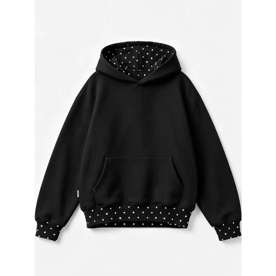 Polka Dot Trim Zip-Up Hoodie and Wide-Leg Sweatpants Set Apparel Accessories