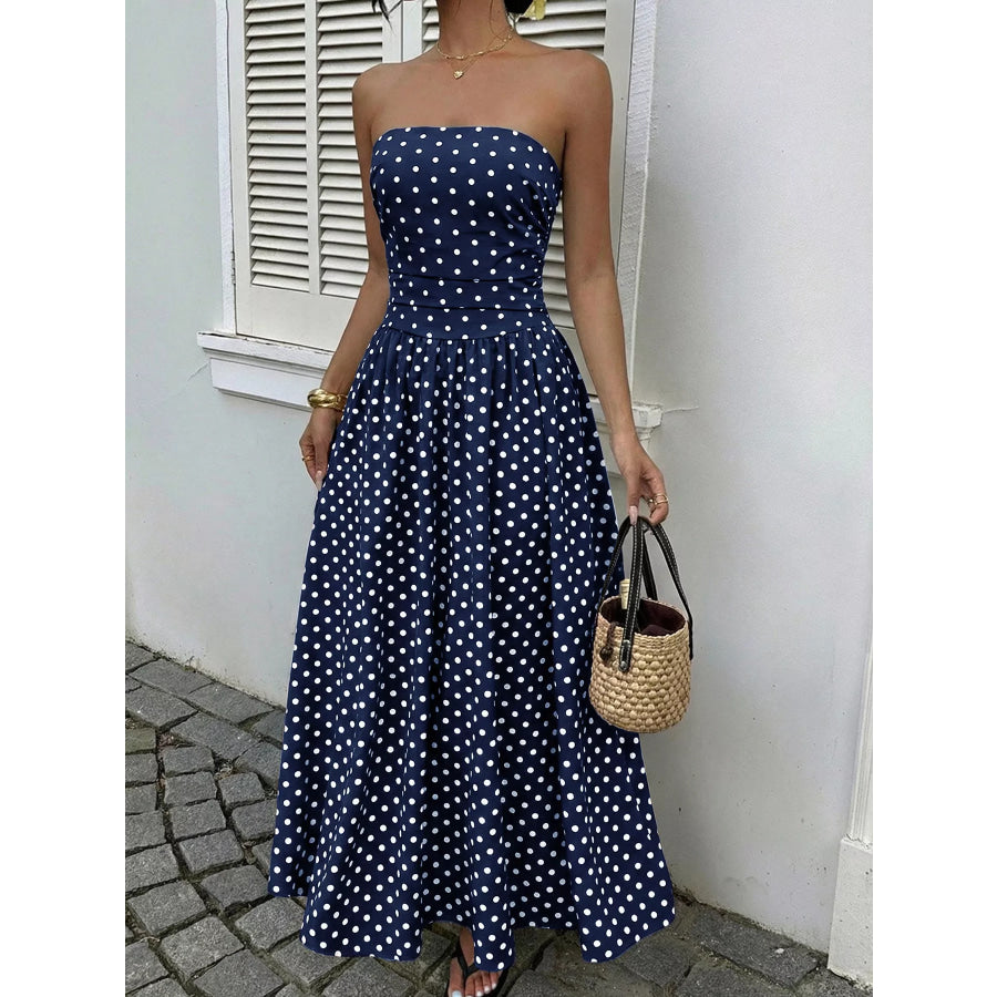 Polka Dot Tube A-Line Dress Apparel and Accessories