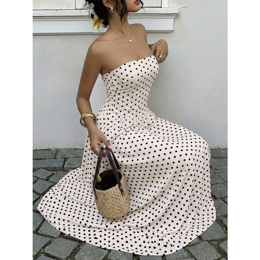 Polka Dot Tube A-Line Dress Apparel and Accessories