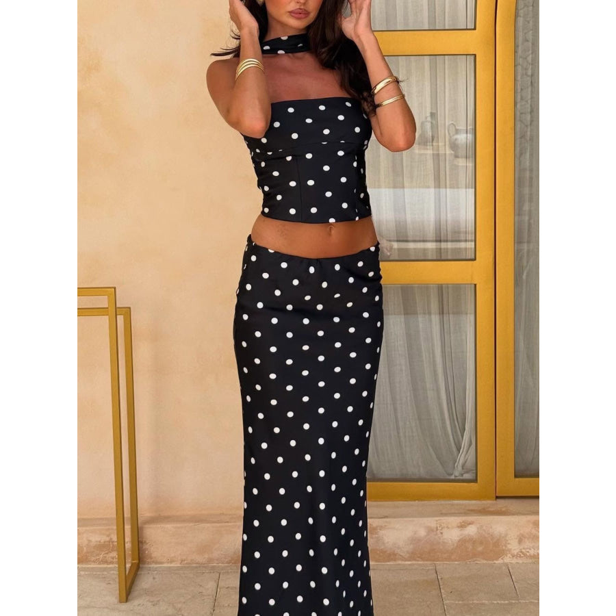 Polka Dot Tube Top and Maxi Skirt Set Apparel and Accessories
