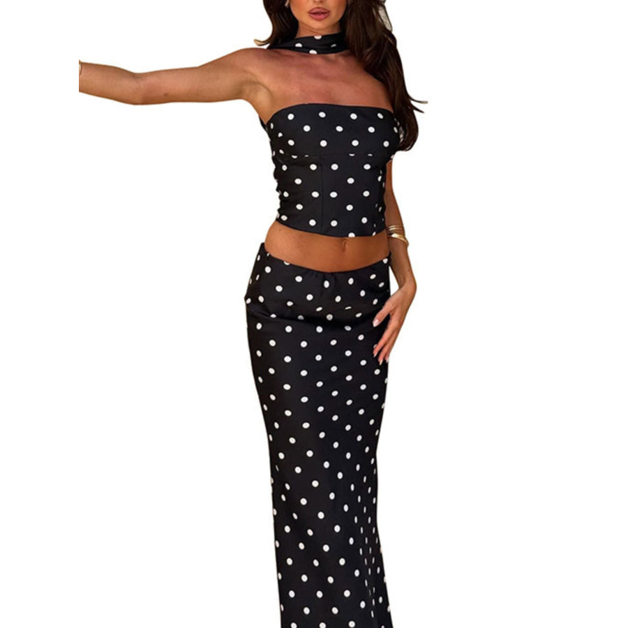 Polka Dot Tube Top and Maxi Skirt Set Apparel and Accessories