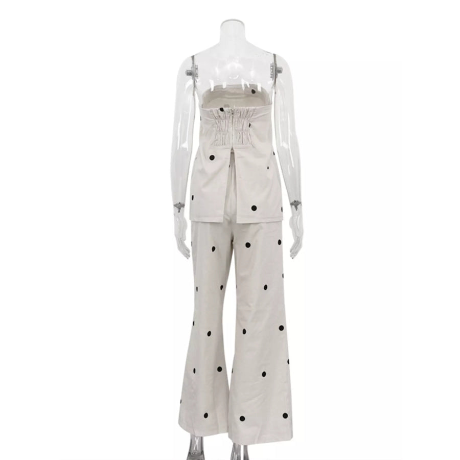 Polka Dot Tube Top and Pants Set Apparel and Accessories
