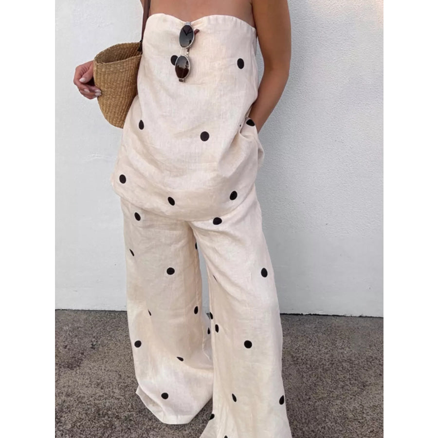Polka Dot Tube Top and Pants Set Apparel and Accessories