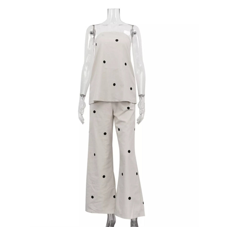 Polka Dot Tube Top and Pants Set Apparel and Accessories