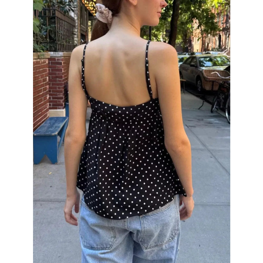 Polka Dot V-Neck Flowy Cami Apparel and Accessories