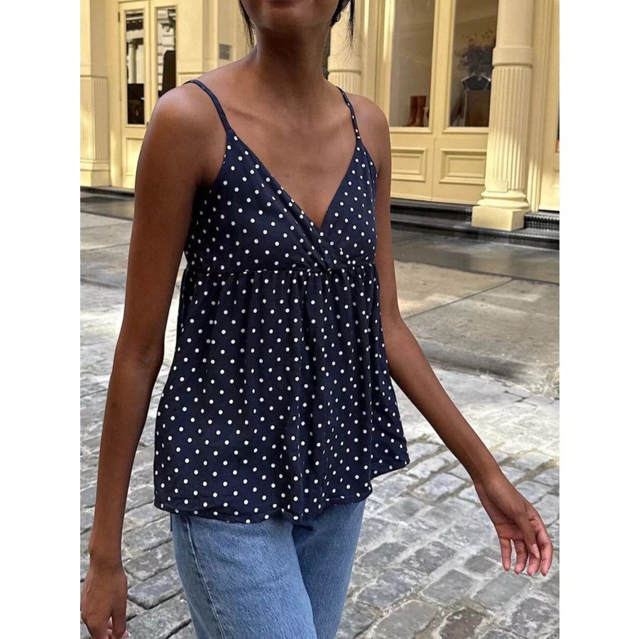 Polka Dot V-Neck Flowy Cami Apparel and Accessories