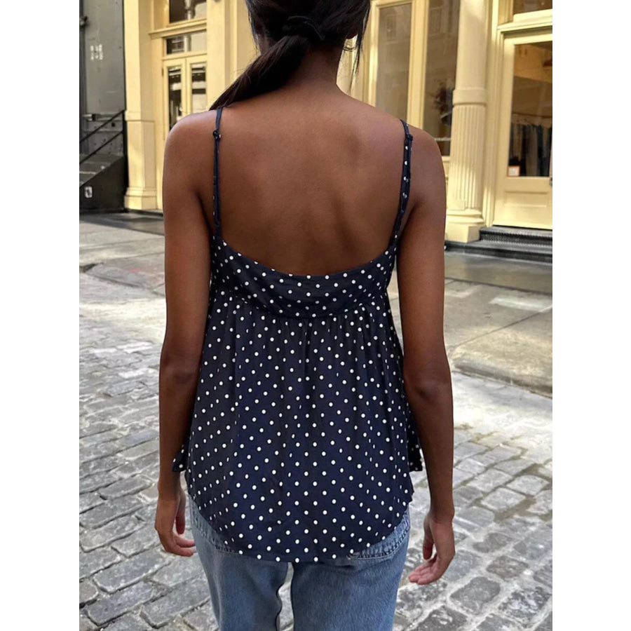 Polka Dot V-Neck Flowy Cami Apparel and Accessories